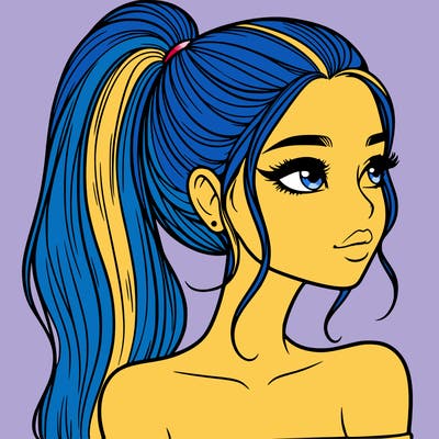 a beautiful and realistic girl with a high pony tail