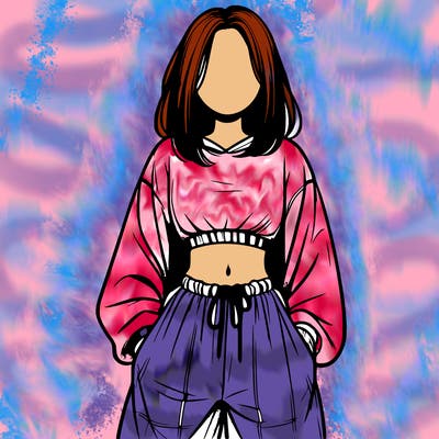 realistic girl faceless with baggy pants and a crop top