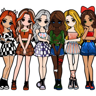 a group of girls realistic