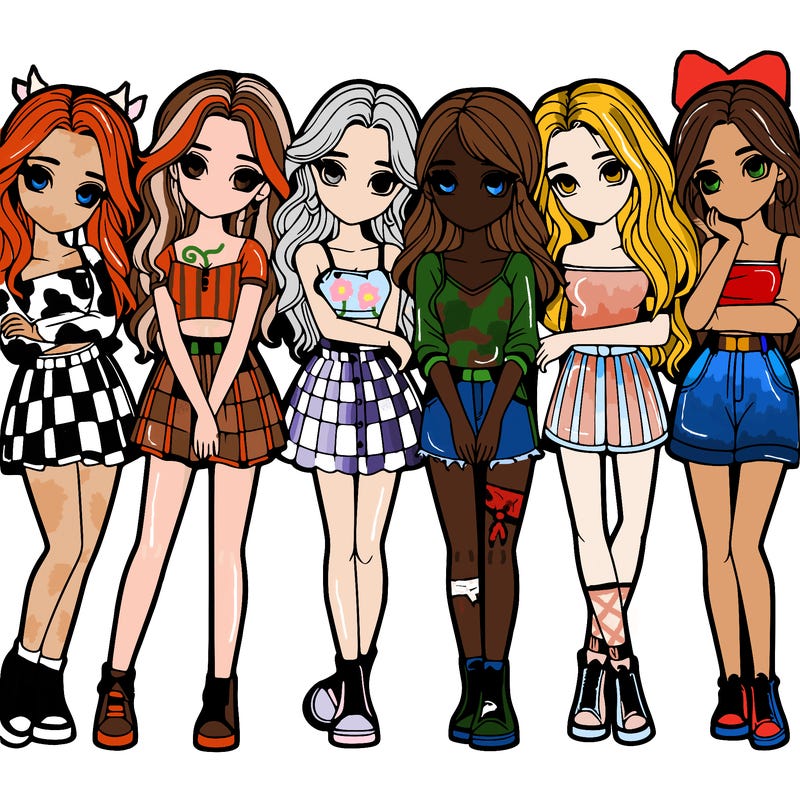 a group of girls realistic