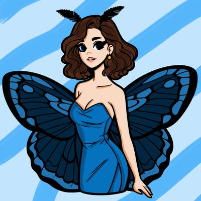 woman with moth wings