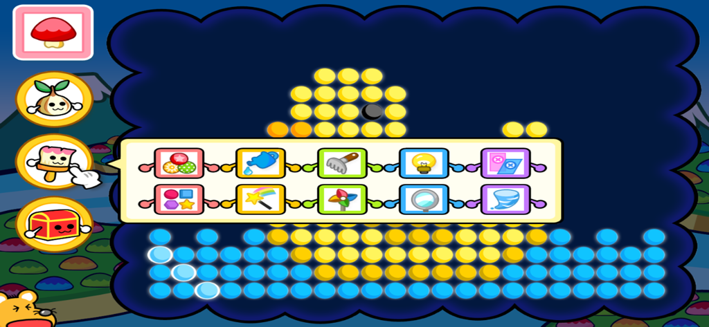 Thumbtack Painter Plus - Interfaz de arte con clavijas de hongos con menú de efectos especiales en Thumbtack Painter Plus