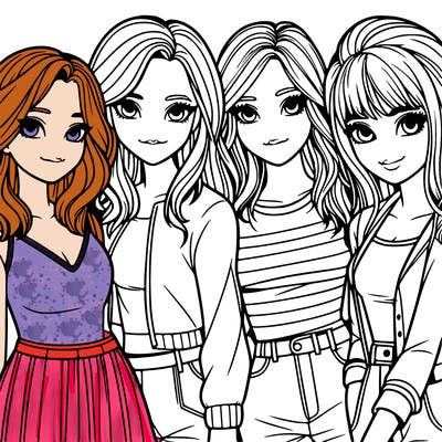 a group of girls realistic