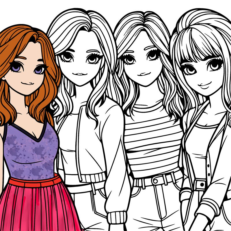a group of girls realistic