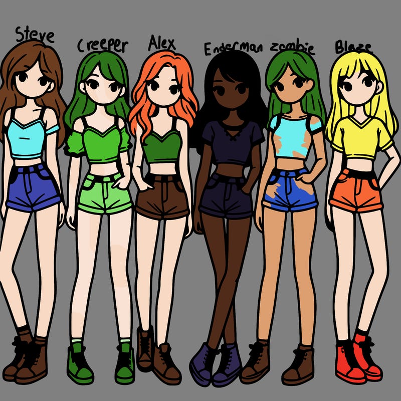a group of girls wearing crop tops and shorts