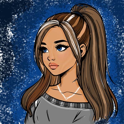 realistic girl with a high ponytail