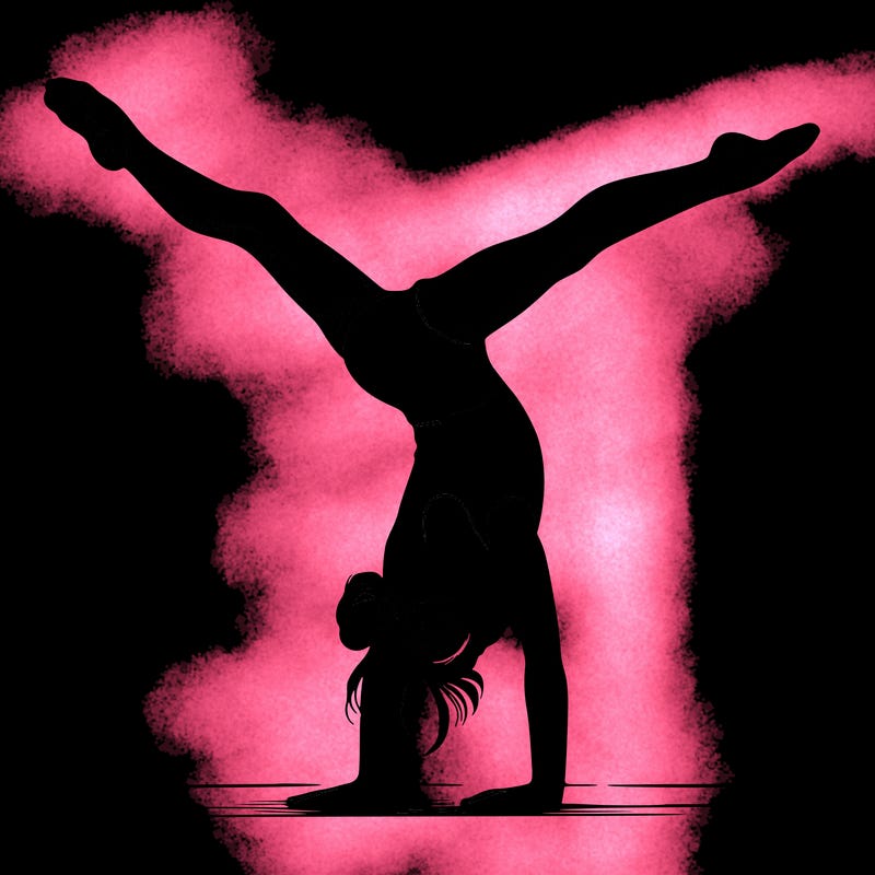 realistic gymnastic hand stand girl in four splits