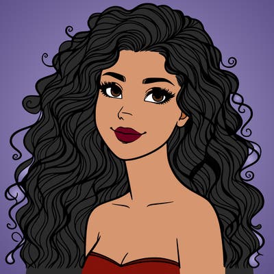 woman with curly  long hair realistic