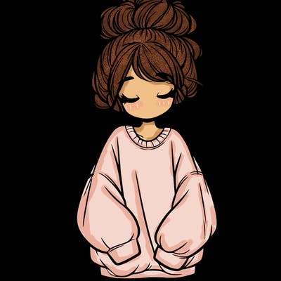 girl with baggy sweatshirt and messy bun