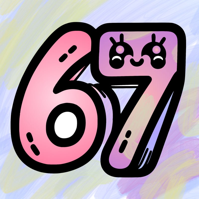 the numbers 67