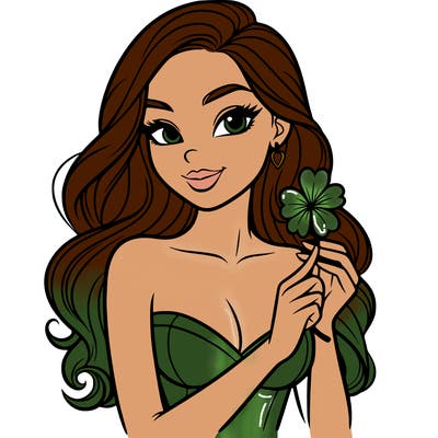 beautiful woman  carrying a clover