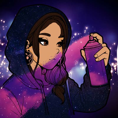 a realistic girl, spray painting