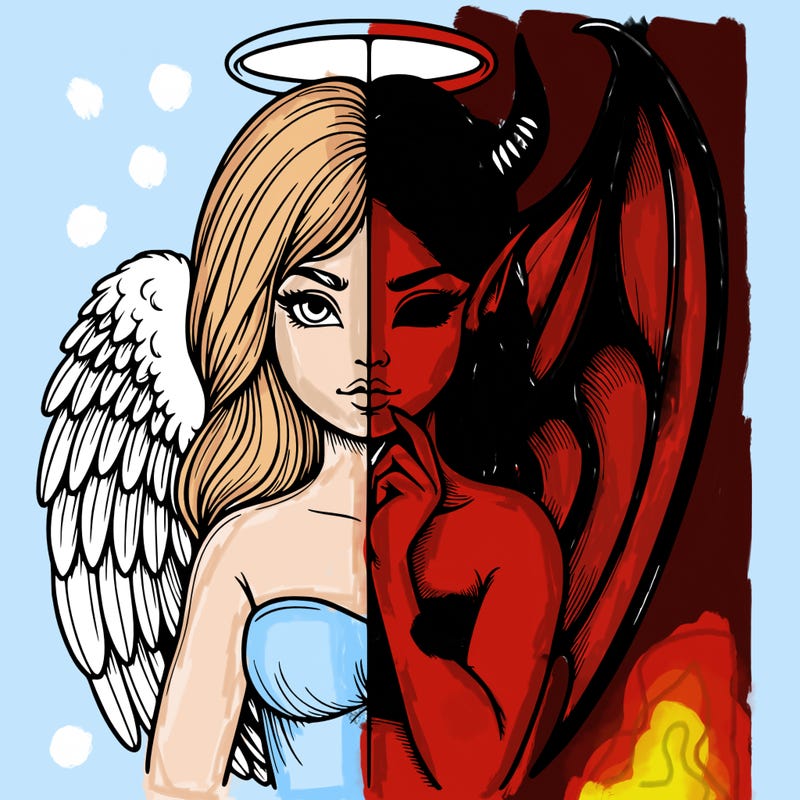 realistic angel half demon