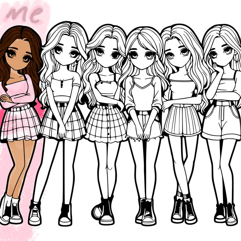 a group of girls realistic