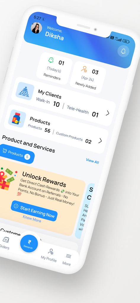 10xPro: Sell Smart, Grow Fast - 10xPro app dashboard showing client metrics product management and referral rewards