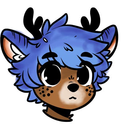 a humanoid deer with soft fluffy ears