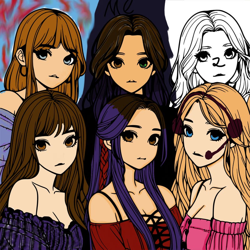 a group of girls realistic