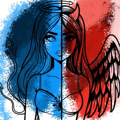 devil vs angel realistic girl
