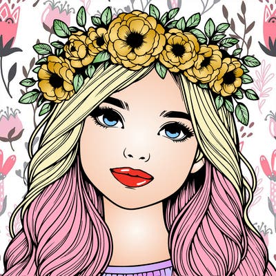 realistic girl with flower crown