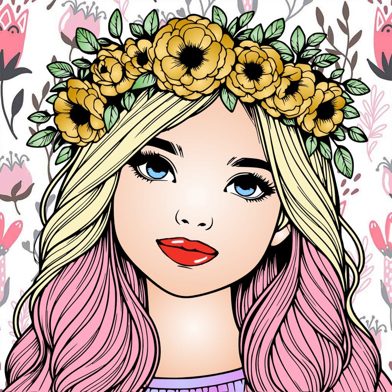 realistic girl with flower crown