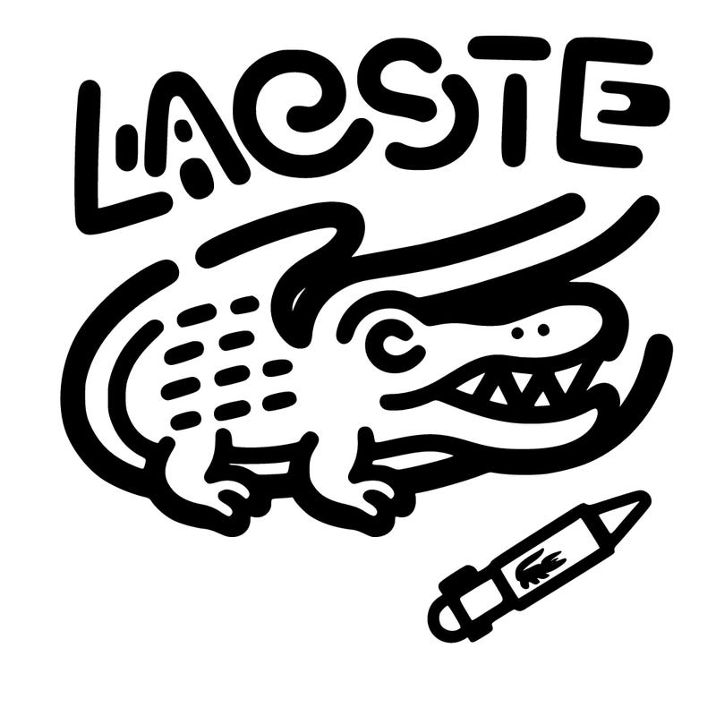 lacoste logo em writing