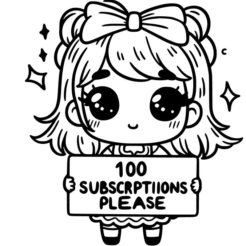 a cute girl with a hair bow and a sign in her hands that says in french *100 subscriptions please*