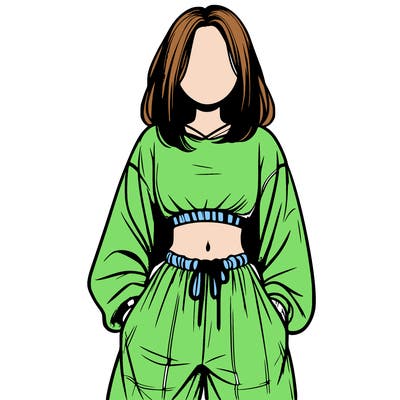 realistic girl faceless with baggy pants and a crop top