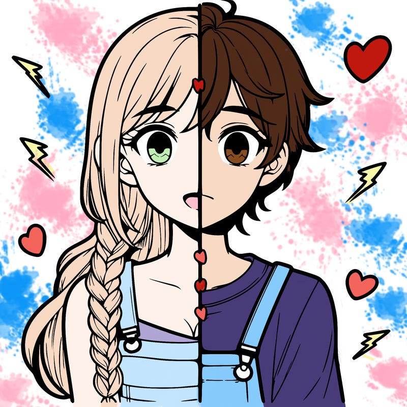 realistic girl boy split