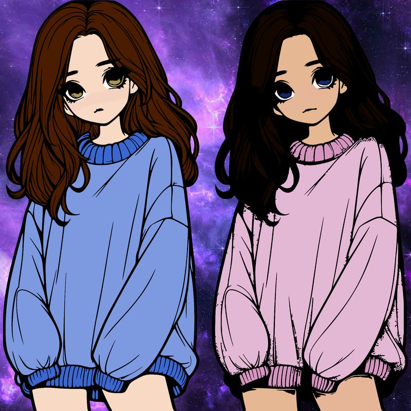 realistic girl with baggy sweater