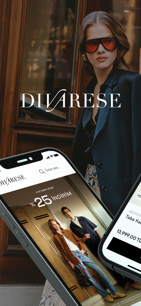 Divarese mobile shopping app interface for luxury shoes and bags