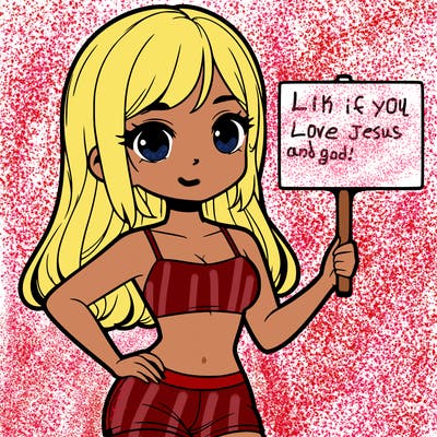 girl in a cute crop top holding a blank sign