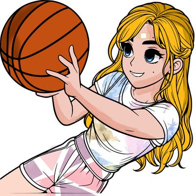 realistic girl playing basketball