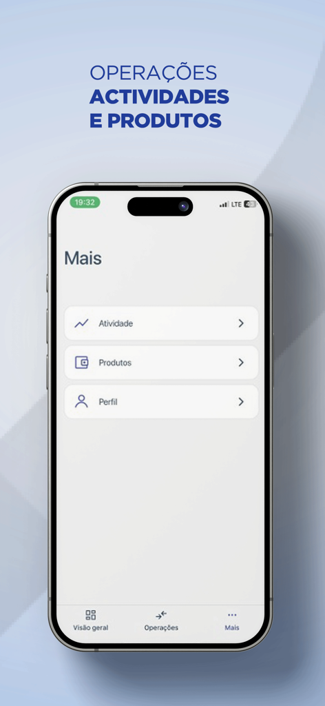 BPC - BPC mobile banking app screen showing the More menu with activity products and profile options
