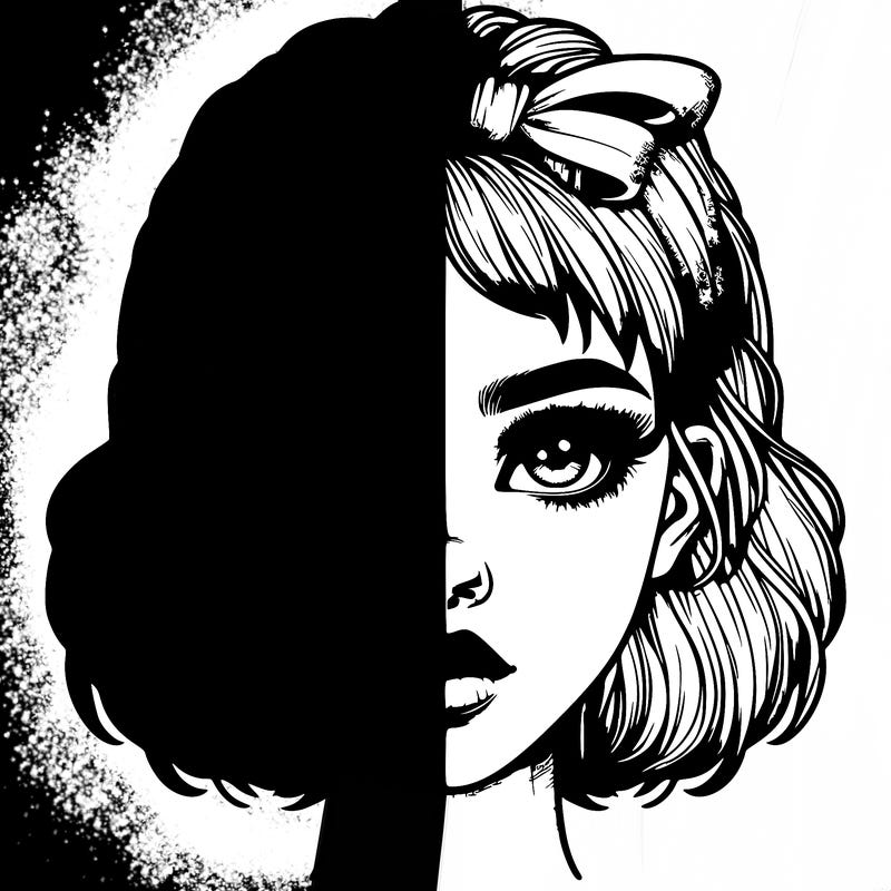 realistic girl with half skull mask