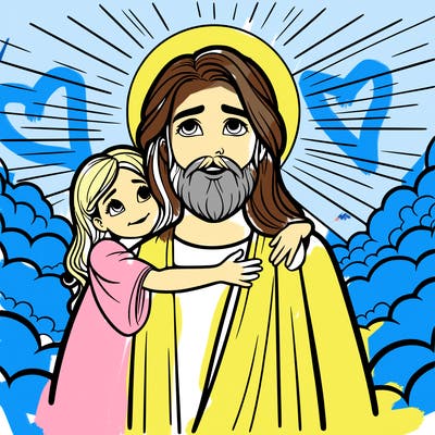 jesus and girl in heaven