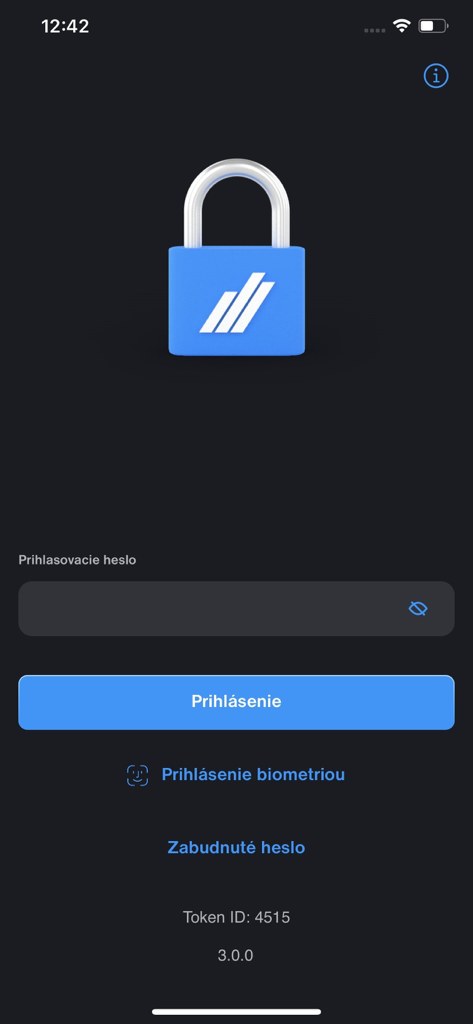 Čítačka - Login screen of the Citacka security token app by Tatra banka