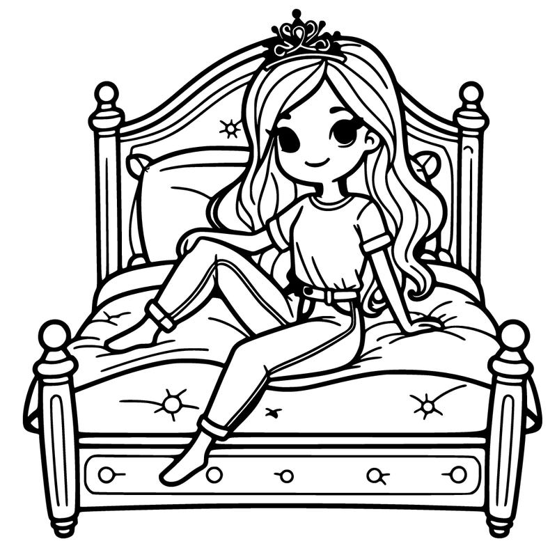 princess wearing jeans and a t-shirt in bed