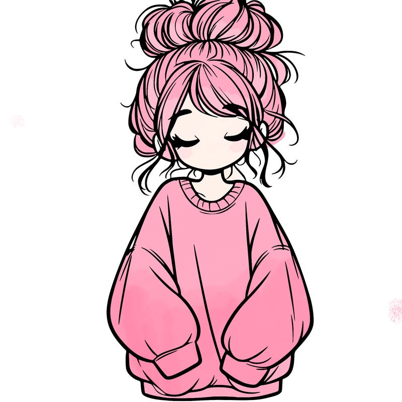 girl with baggy sweatshirt and messy bun