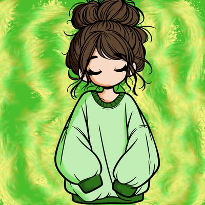 girl with baggy sweatshirt and messy bun