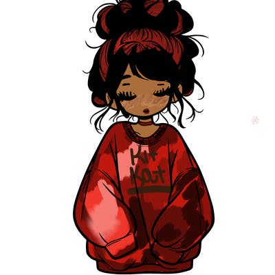 girl with baggy sweatshirt and messy bun