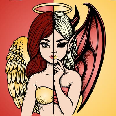 realistic angel half demon