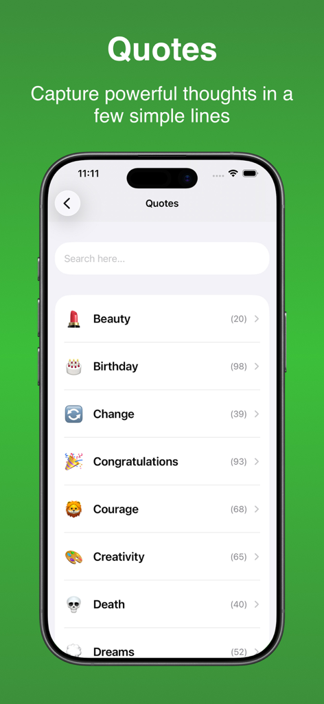 Web Scan - Dual Chat - Quotes feature screen in Web Scan app showing various caption categories like Beauty and Birthday