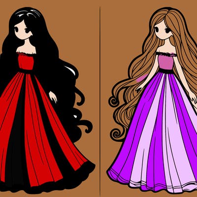 a beautiful girl with a long flowing dress