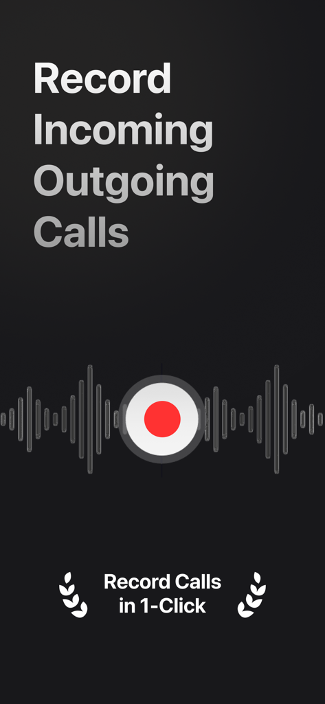 Kallix - Record Calls - Interface of Kallix call recorder showing options to record incoming and outgoing calls with a one click button and audio waveform