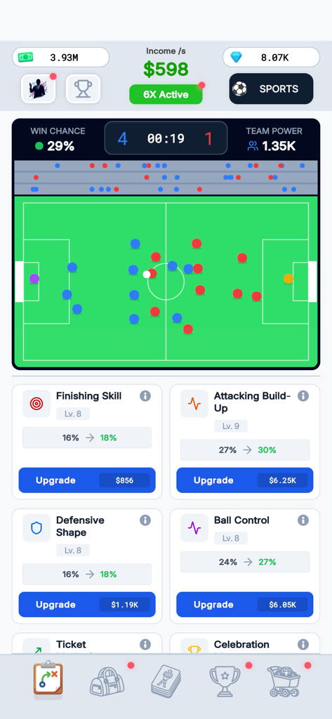 Sport Star - Team Manager Idle - Soccer match simulation and player skill upgrades in Sport Star