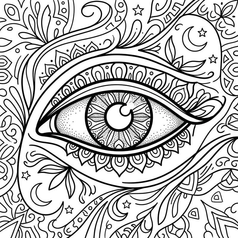 Explore a world of intricate detail with this stunning Dot Work Eye Zentangle coloring page. This unique design combines delicate dot work with mesmerizing patterns for a truly engaging artistic experience.