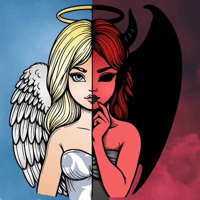 realistic angel half demon