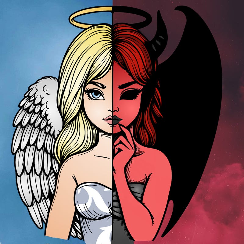 realistic angel half demon