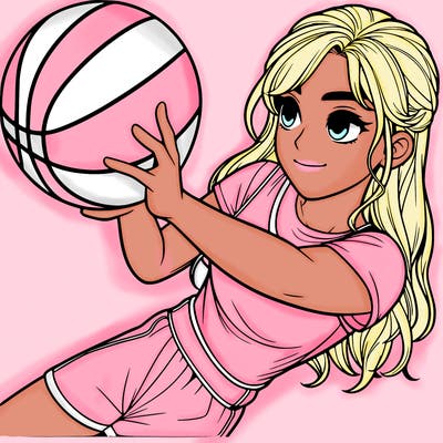 realistic girl playing basketball