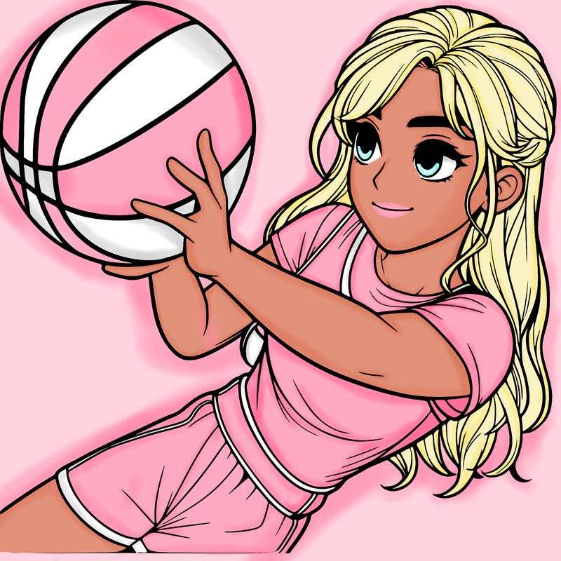 realistic girl playing basketball